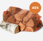 Berken Brandhout 40 Zakken (22L) – Ovengedroogd – Meteen Stookbaar – Gratis Levering – BrandhoutXL